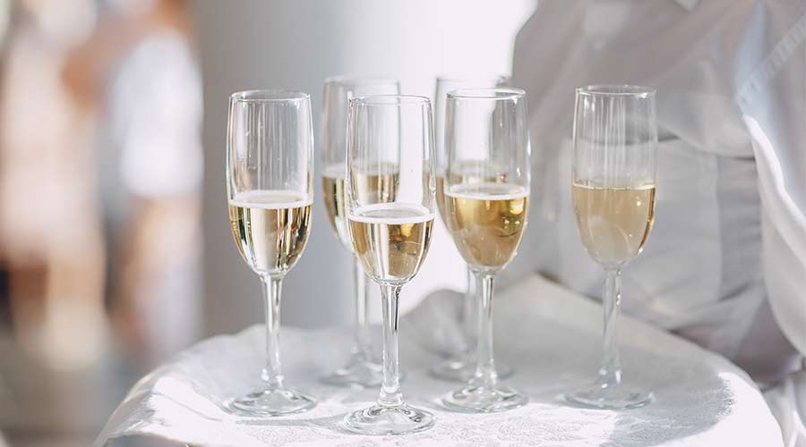 champagne in classic champagne glass