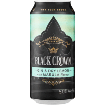 Black Crown Gin and Dry Lemon With Marula 440ml